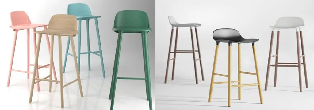 bar stools banner consisting of polypropylene seat and teak base bar stools
