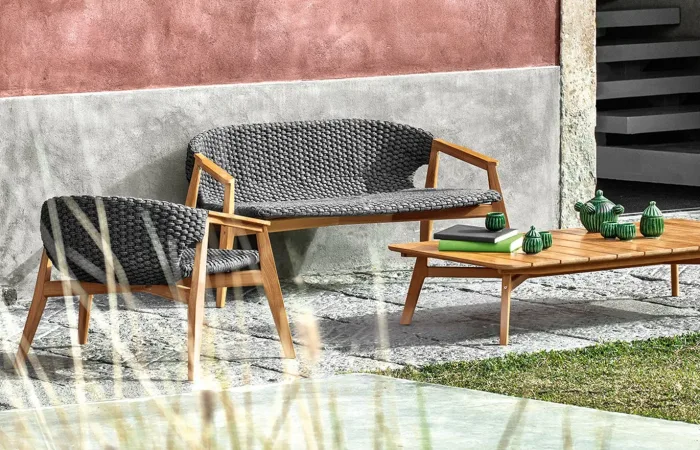 Knit Coffee Table Rectangular with Knit 2 Seater Sofa and Lounge Armchair