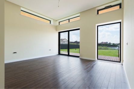 Empty office with hardwood floors - cat a office fit out.