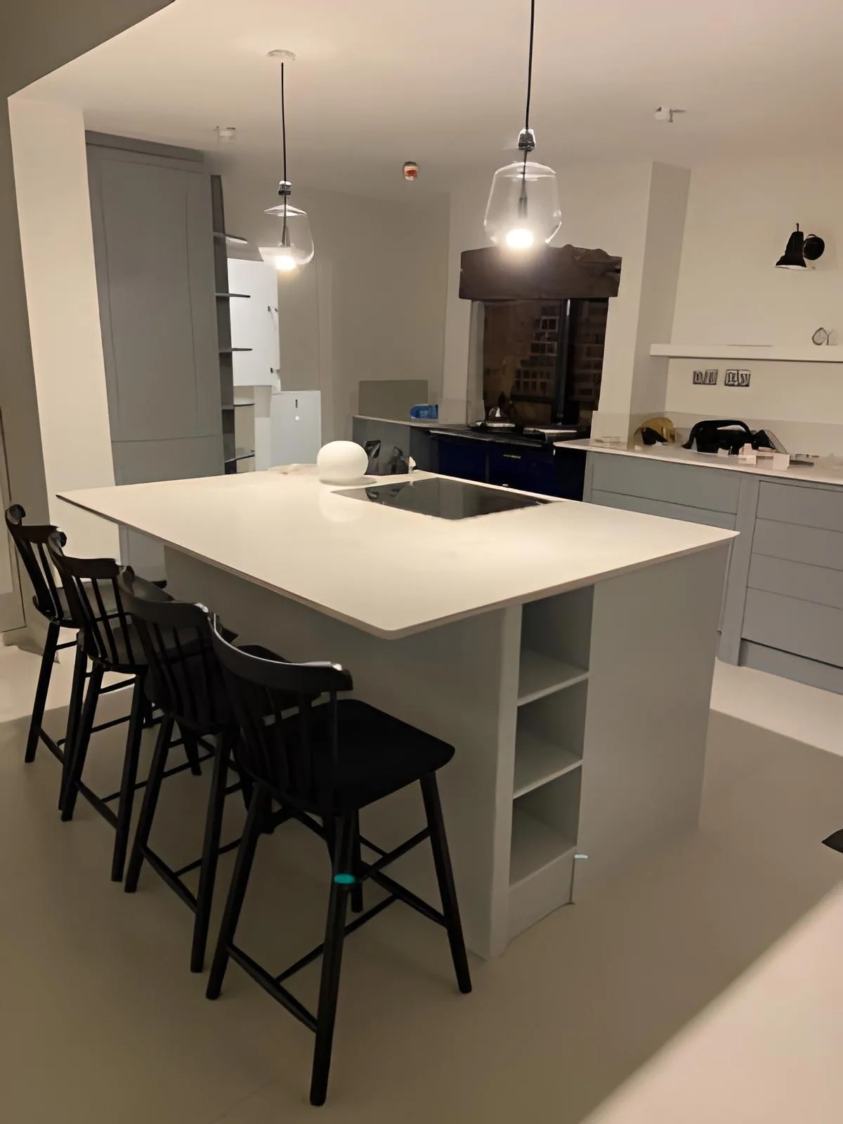 Black vintage style counter chairs supplied to Residential Project, Peckham, London